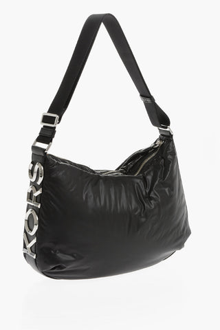 MICHAEL Nylon LEONIE Shoulder Bag with Metal Side Maxi Logo