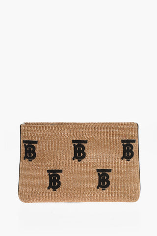 Cloutch DUNCAN  in Rafia con Monogram Ricamato