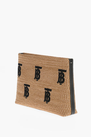 Cloutch DUNCAN  in Rafia con Monogram Ricamato
