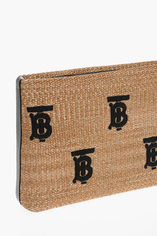 Cloutch DUNCAN  in Rafia con Monogram Ricamato