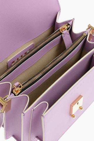 Solid Color Leather Shoulder Bag with Golden Details