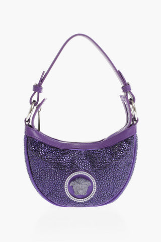 Solid Color Medusa Shoulder Bag with Rhinestones Embellishment