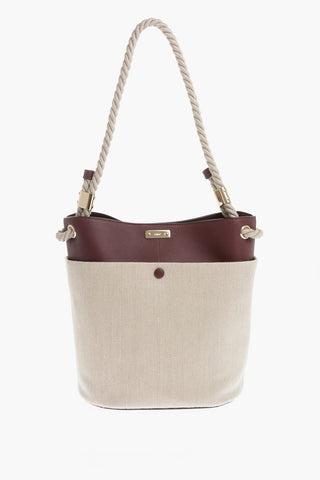 Borsa Bucket KEY In Lino e Pelle con Maxi Tasca Esterna