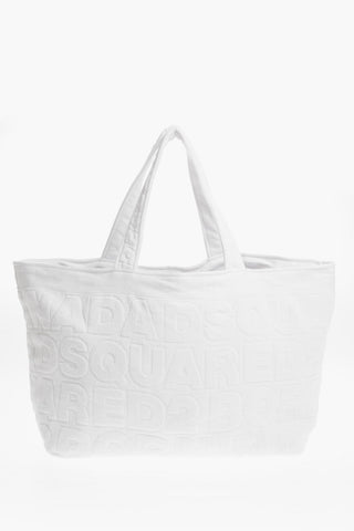 Maxi Borsa Tote in Spugna di Cotone con Logo All-Over
