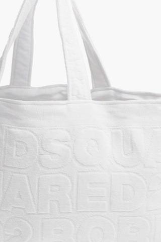Maxi Borsa Tote in Spugna di Cotone con Logo All-Over