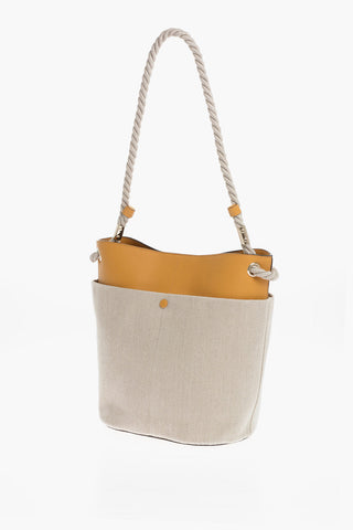 Borsa Bucket KEY In Lino e Pelle con Maxi Tasca Esterna