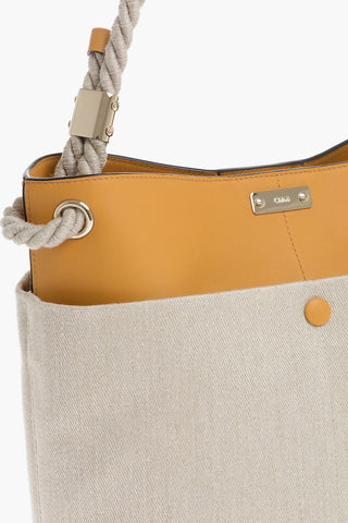 Borsa Bucket KEY In Lino e Pelle con Maxi Tasca Esterna