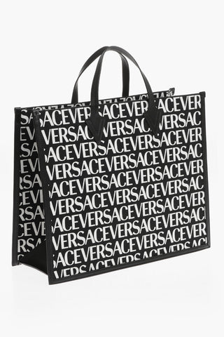 All-Over Logo Tote Bag with Leather Trims