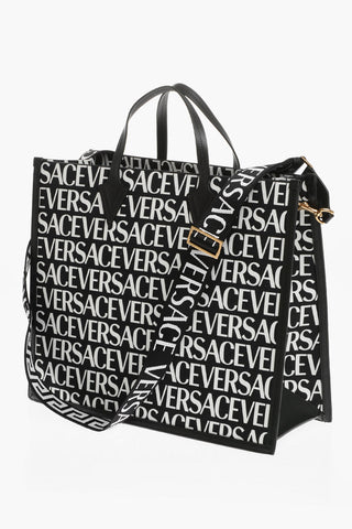 All-Over Logo Tote Bag with Leather Trims