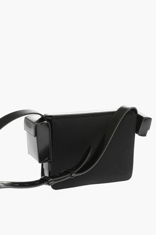 Patent Leather and Fabric Multi-Pockets Crossbody Bag