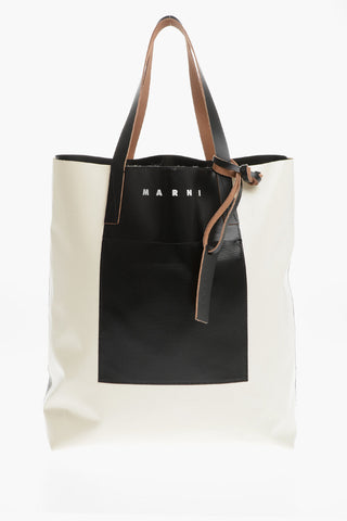 Two-Tone Faux Leather Tote Bag