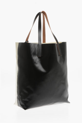 Two-Tone Faux Leather Tote Bag