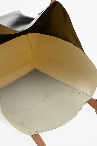 Two-Tone Faux Leather Tote Bag