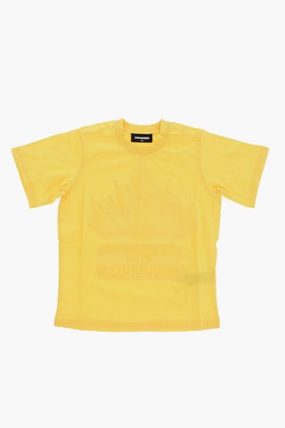 Solid Color SLOUCH FIT Crew-neck T-Shirt with Embossed Logo