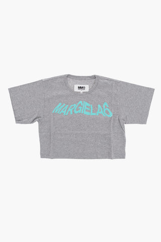 MM6 Crew-neck Cropped T-Shirt with Printed Logo