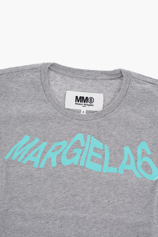 MM6 Crew-neck Cropped T-Shirt with Printed Logo
