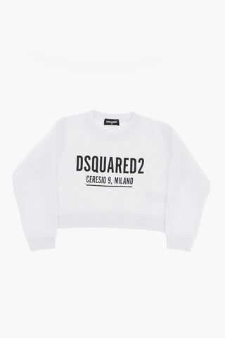 Oversized Cropped Crew-Neck Sweatshirt