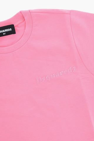 Solid Color Cropped T-Shirt with Embroidered Logo
