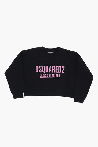 Brushed Cotton Crew-neck Cropped Sweatshirt