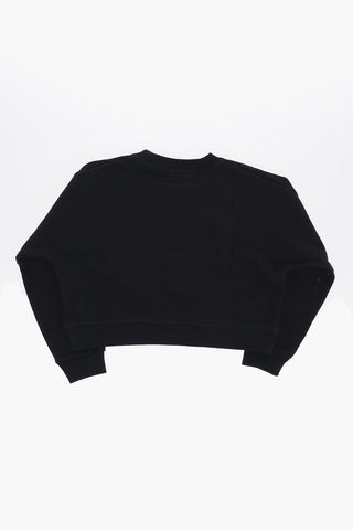 Brushed Cotton Crew-neck Cropped Sweatshirt