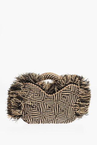 Two-Tone Braidede Raffia ZEBRA Maxi Hand Bag