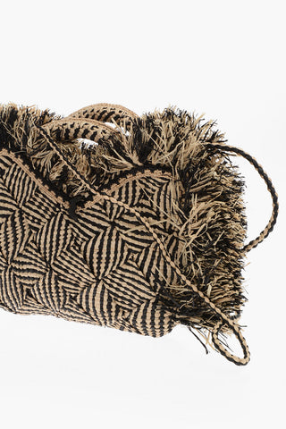 Two-Tone Braidede Raffia ZEBRA Maxi Hand Bag