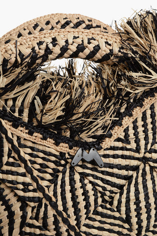 Two-Tone Braidede Raffia ZEBRA Maxi Hand Bag