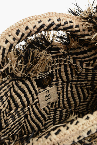 Two-Tone Braidede Raffia ZEBRA Maxi Hand Bag