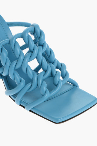 Sabot Open Toe In Pelle Intrecciata 10 cm