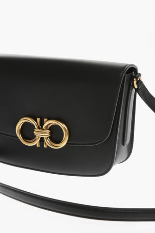 Leather Crossbody Bag with Golden Gancini Detail