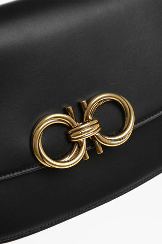 Leather Crossbody Bag with Golden Gancini Detail