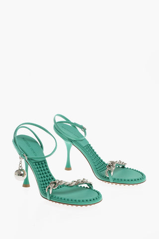 Leather Sandali With Chain Detail And Statement Charm