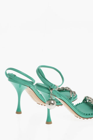 Leather Sandali With Chain Detail And Statement Charm