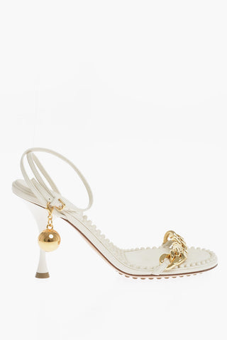 Leather Sandali With Chain Detail And Statement Charm