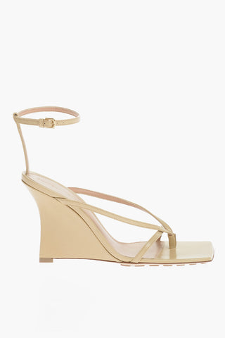 Sandali In Pelle Squadrati Zeppa 10 cm