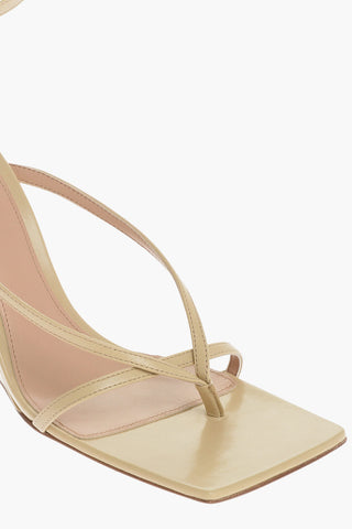 Sandali In Pelle Squadrati Zeppa 10 cm