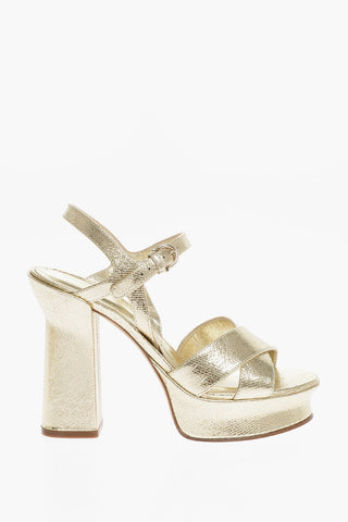 Metallized Leather SONYA Sandals 12 cm