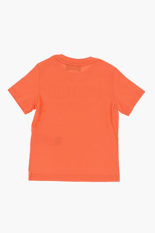 Solid Color Crew-neck T-Shirt with Contrasting Logo