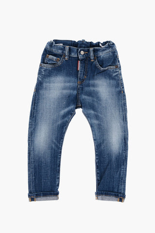 Stretch Denim Jeans with Cuffed Hem