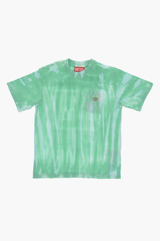 Tie-Dye Effect Crew-neck TUGGY OVER T-Shirt with Metal Logo