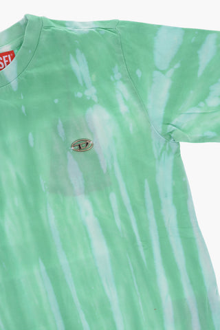 Tie-Dye Effect Crew-neck TUGGY OVER T-Shirt with Metal Logo