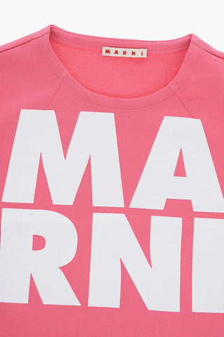 Brushed Cotton Crew-neck Sweatshirt with Glittery Logo