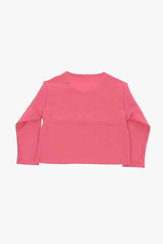 Brushed Cotton Crew-neck Sweatshirt with Glittery Logo