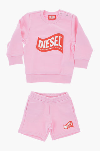 RED TAG Set Felpa Girocollo e Shorts in Tinta Unita