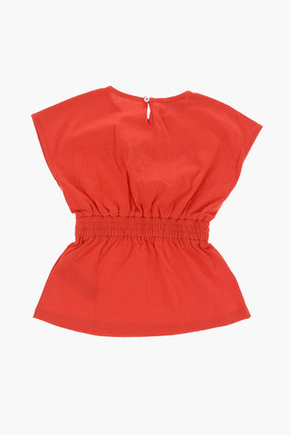 Lightweight Cotton Crew-neck Dress with Contrasting Logo