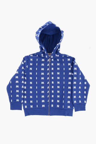 Brushed Cotton Sweatshirt with All-over Logo