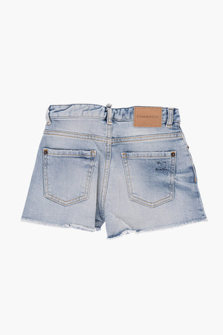 Shorts ad Orlo Sfrangiato con Fiocchetti Decorativi
