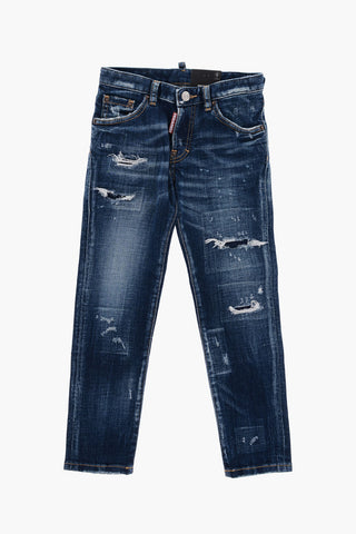 Jeans Distressed con Bottone Logato