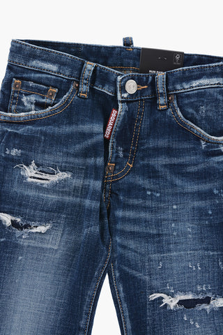 Jeans Distressed con Bottone Logato