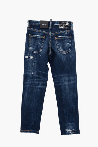 Jeans Distressed con Bottone Logato